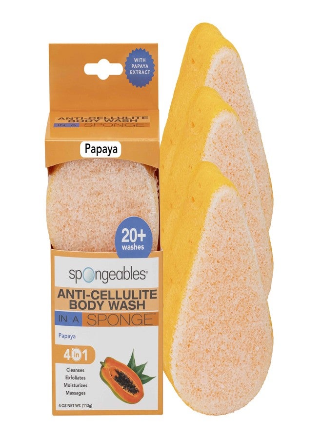 Spongeables Anti Cellulite Body Wash in a 20+ Wash Sponge, Papaya, 3 Count